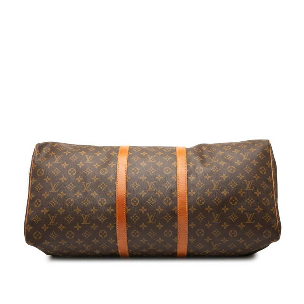 LOUIS VUITTON Authentic Brown Monogram Leather Keepall 60 Boston Bag - Picture 3 of 7